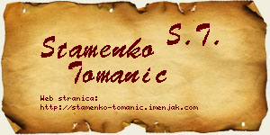 Stamenko Tomanić vizit kartica